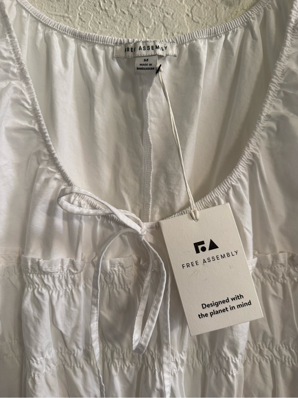Free Assembly White Smocked Ruffle-Sleeve Sundress - Picture 2 of 3